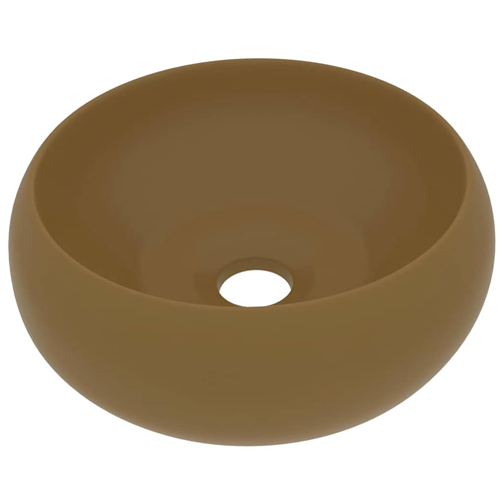 kerek matt krémszínű kerámia luxus mosdókagyló 40 x 15 cm