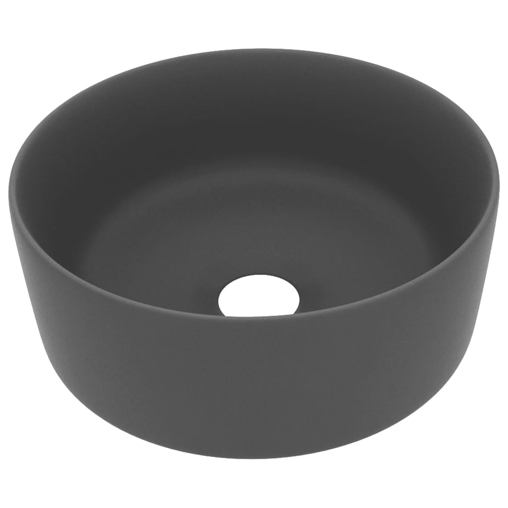 kerek matt sötétszürke kerámia luxus mosdókagyló 40 x 15 cm