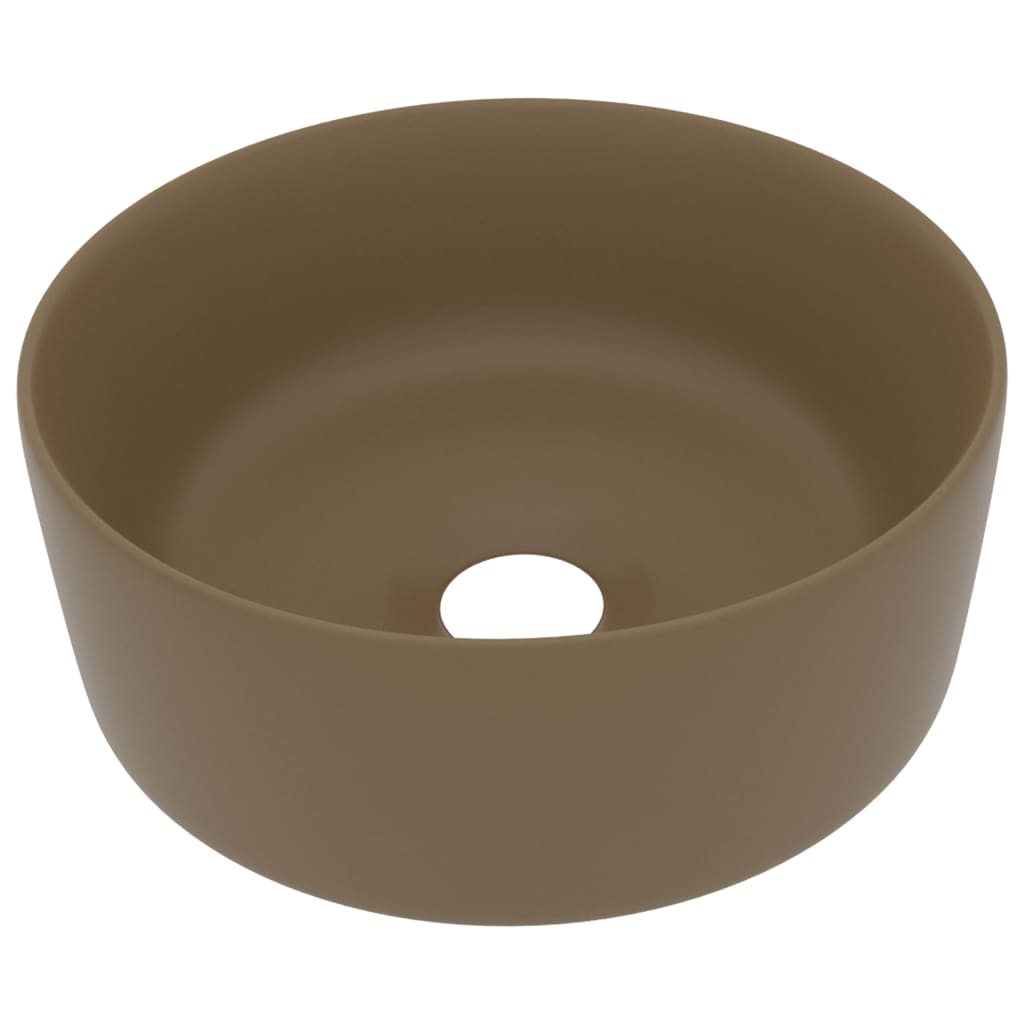 kerek matt krémszínű kerámia luxus mosdókagyló 40 x 15 cm