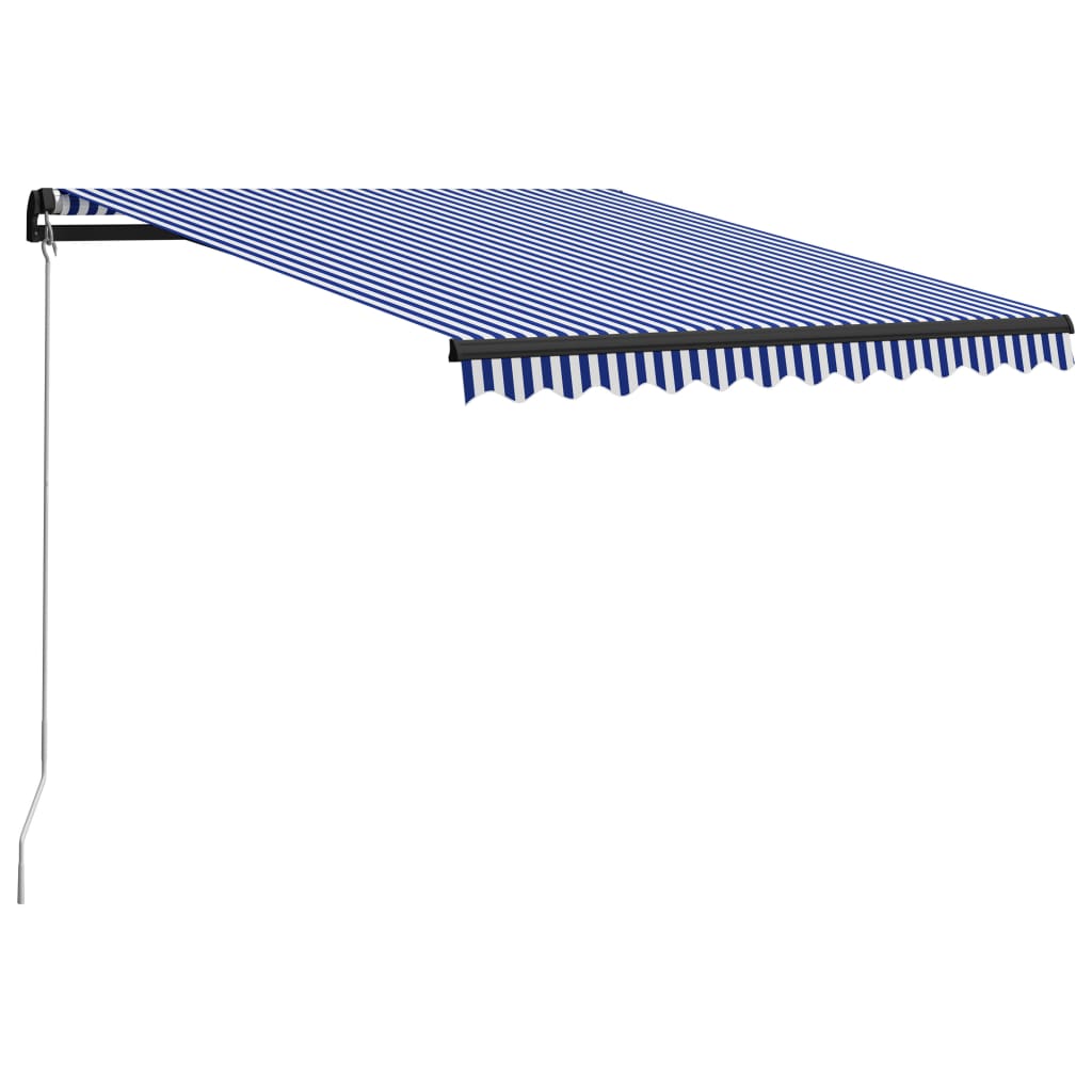 kék és fehér kézzel kihúzható napellenző 300 x 250 cm