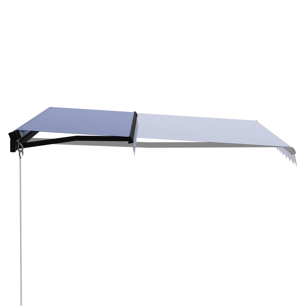 kék és fehér kézzel kihúzható napellenző 300 x 250 cm