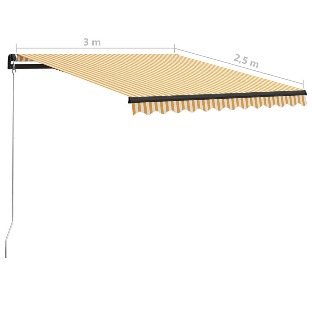 sárga és fehér kézzel kihúzható napellenző 300 x 250 cm