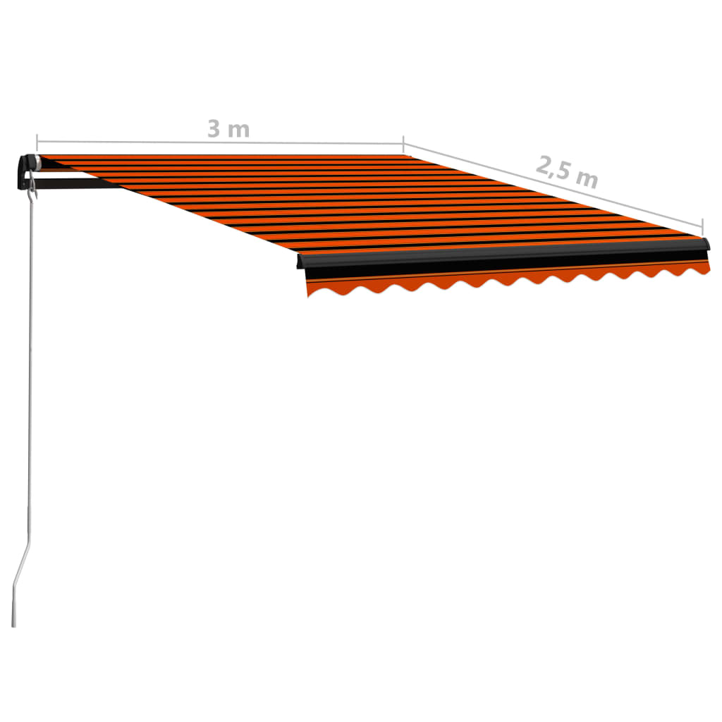 narancssárga és barna kézzel kihúzható napellenző 300 x 250 cm