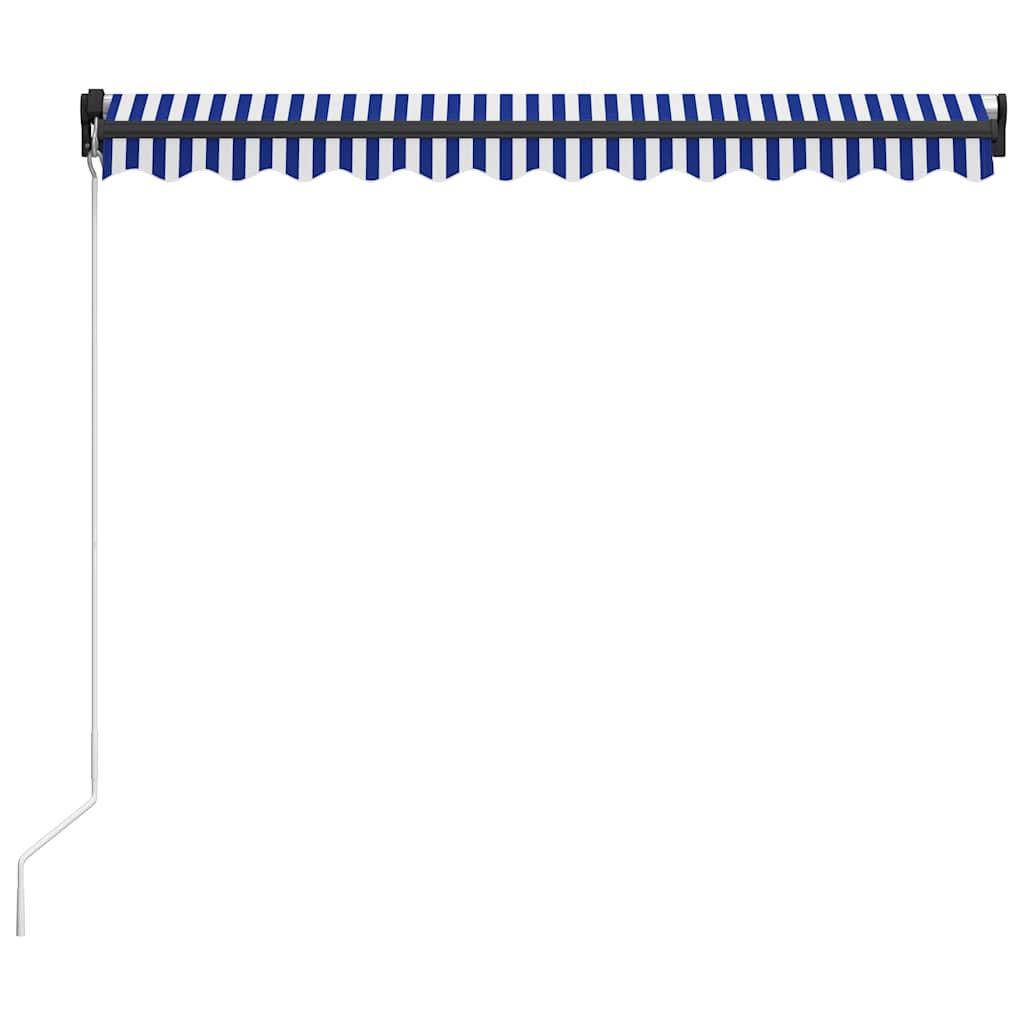 kék és fehér kézzel kihúzható napellenző 350 x 250 cm