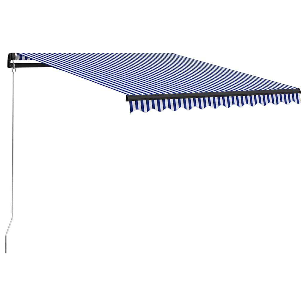 kék és fehér kézzel kihúzható LED-es napellenző 300 x 250 cm