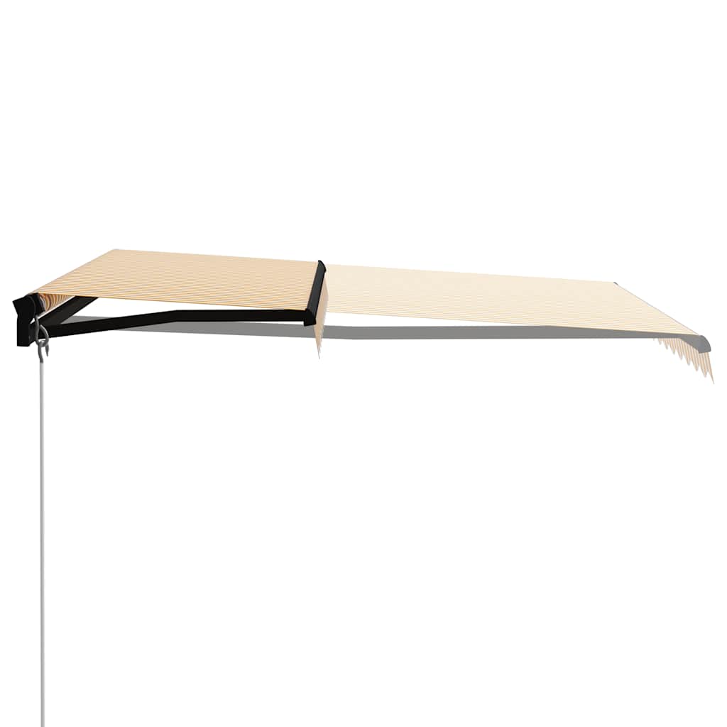 sárga és fehér kézzel kihúzható LED-es napellenző 300 x 250 cm