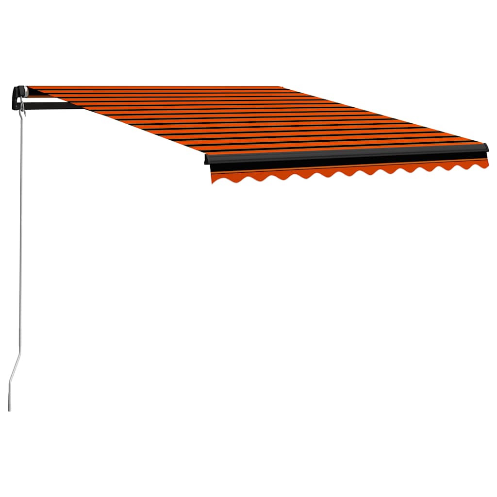 narancs és barna kézzel kihúzható LED-es napellenző 300x250 cm