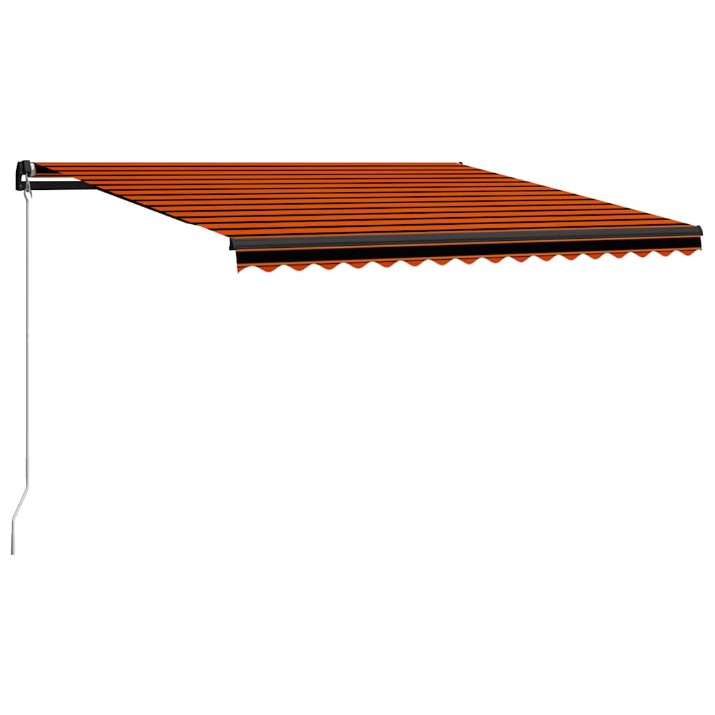 narancs és barna kézzel kihúzható LED-es napellenző 450x300 cm