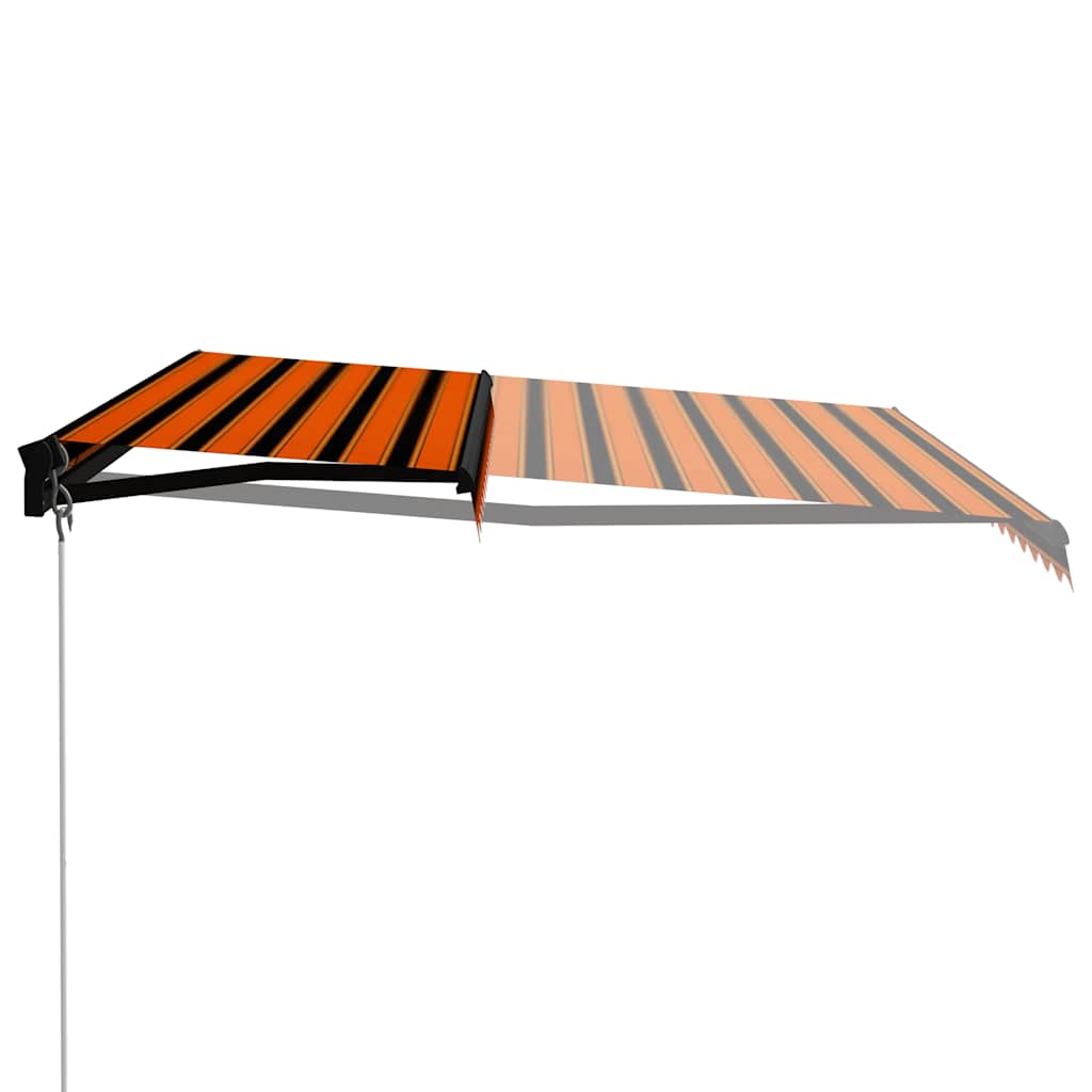 narancs és barna kézzel kihúzható LED-es napellenző 450x300 cm