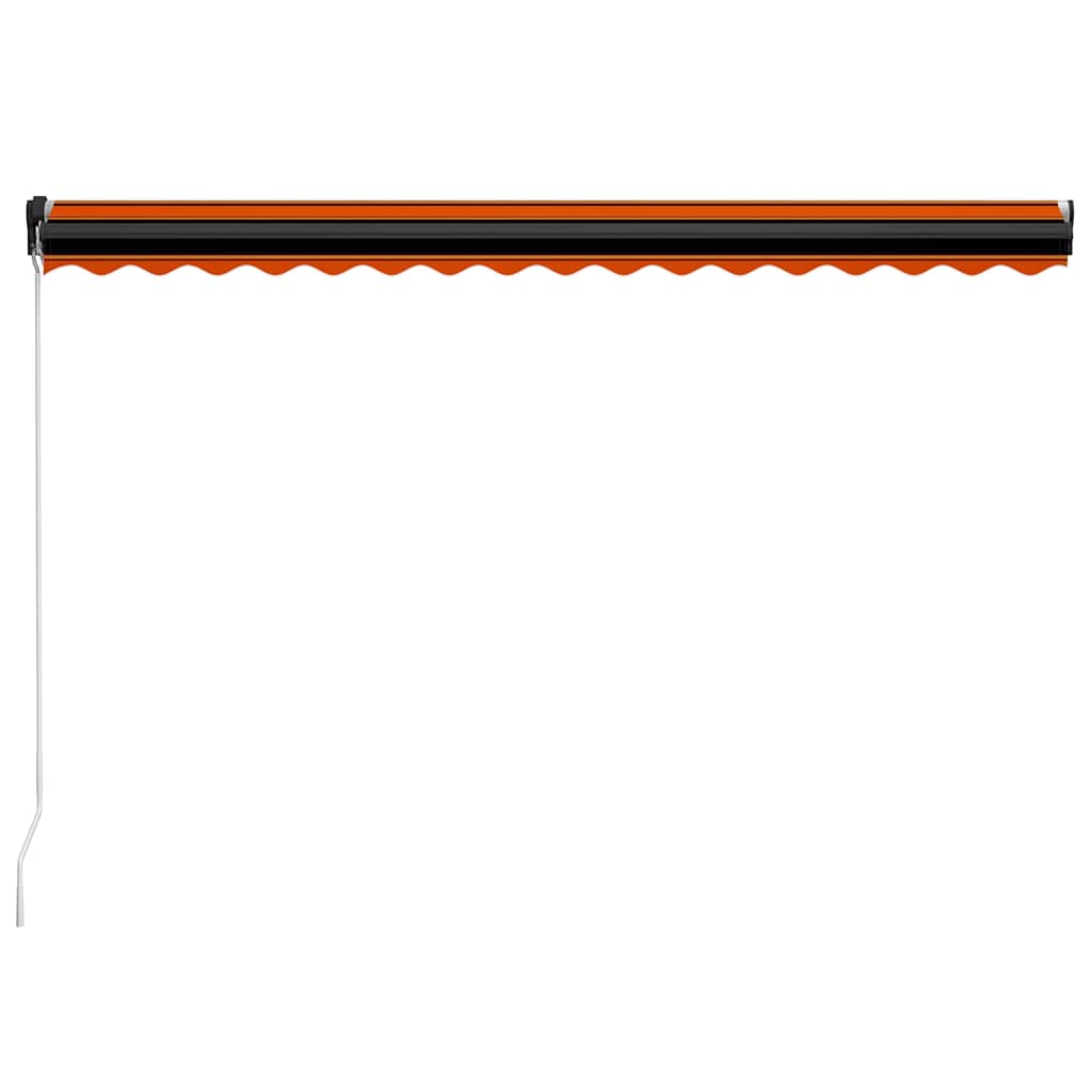 narancs és barna kézzel kihúzható LED-es napellenző 450x300 cm