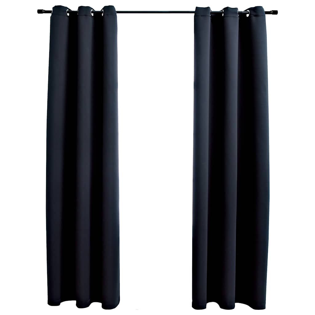 2 db fekete szövet sötétítő függöny gyűrűkkel 97 x 213 cm