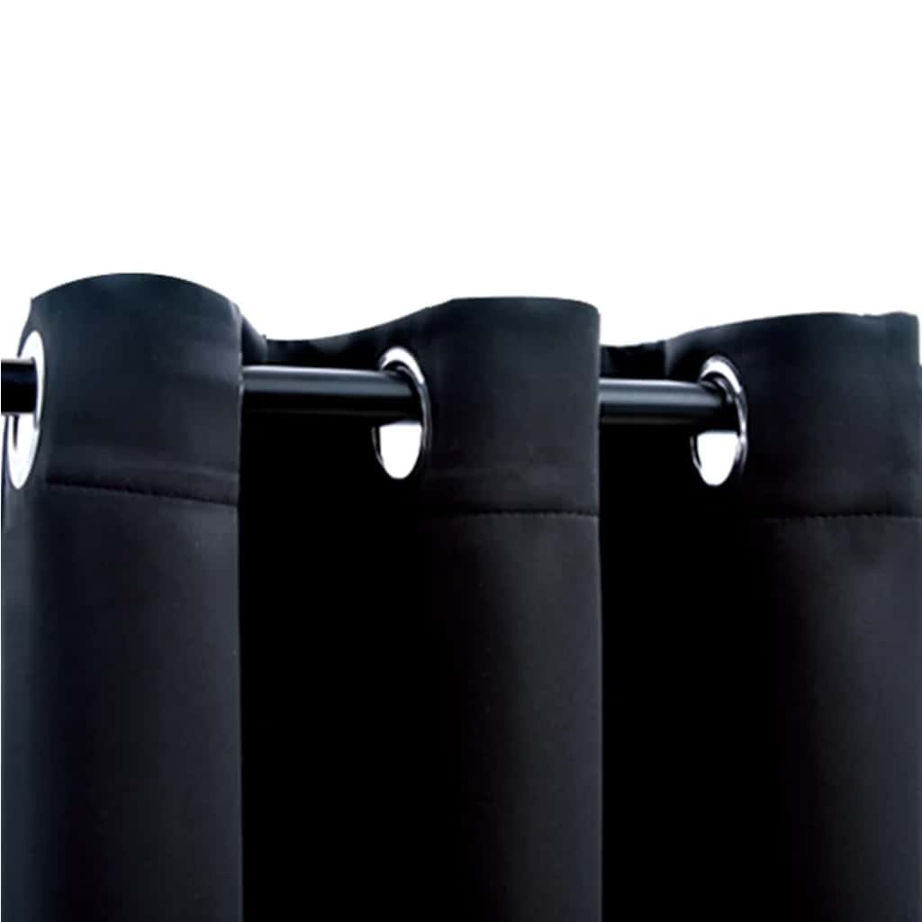 2 db fekete szövet sötétítő függöny gyűrűkkel 97 x 213 cm