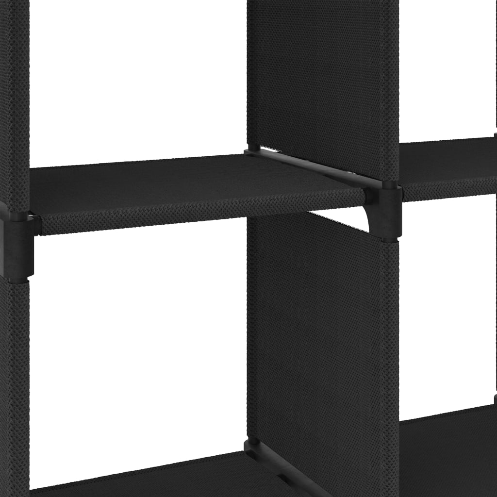6 rekeszes fekete szövet bemutató polc 103 x 30 x 72,5 cm