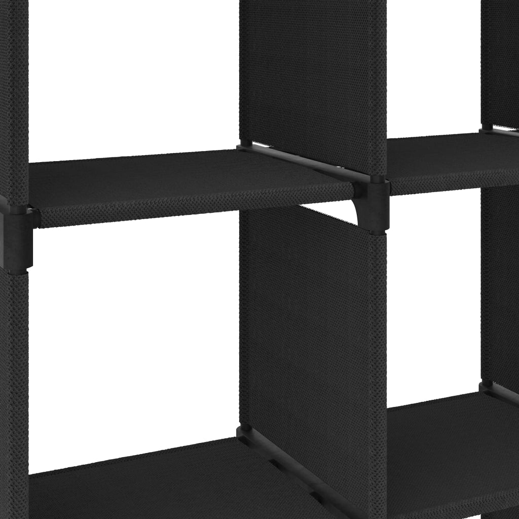 15 rekeszes fekete szövet polc 103 x 30 x 175,5 cm