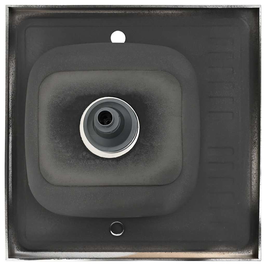 ezüst rozsdamentes acél lefolyós konyhamosogató 600x600x155 mm
