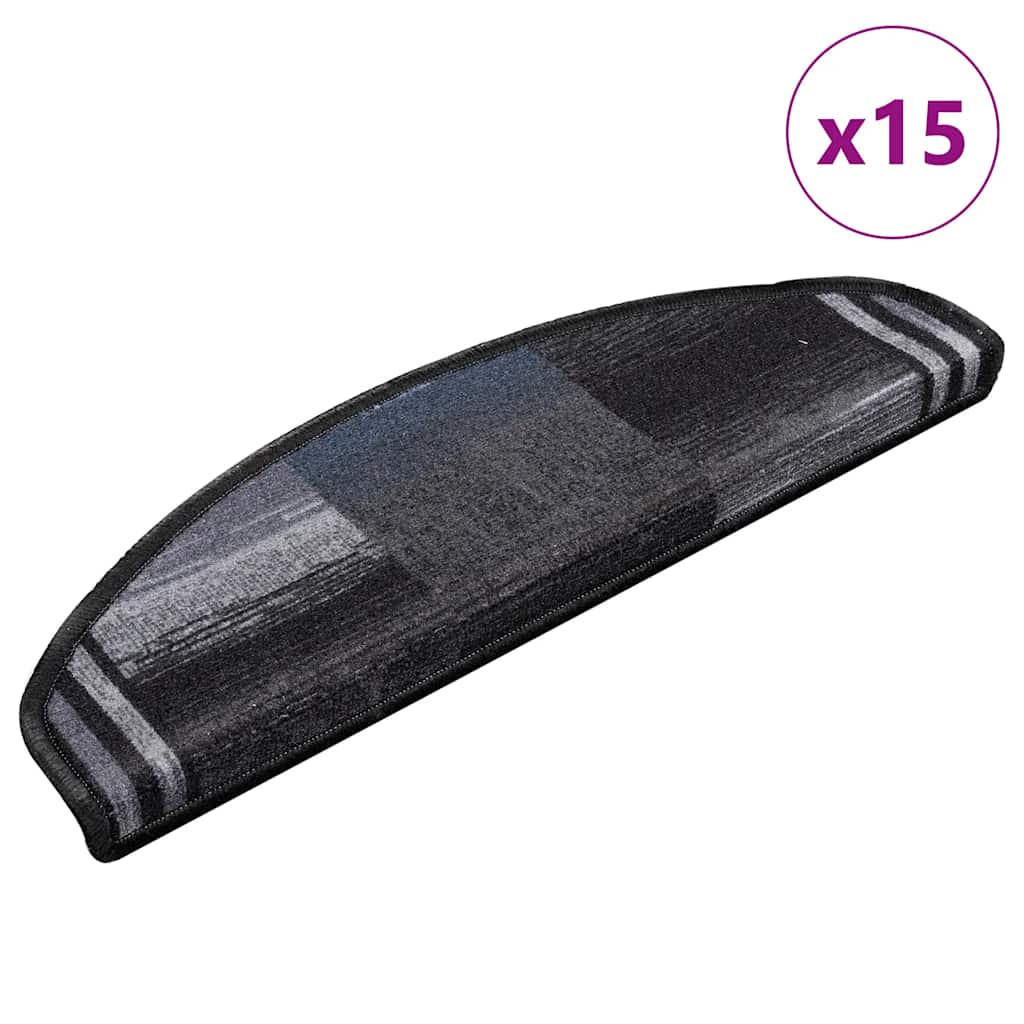 15 db fekete-szürke öntapadó lépcsőszőnyeg 65 x 21 x 4 cm