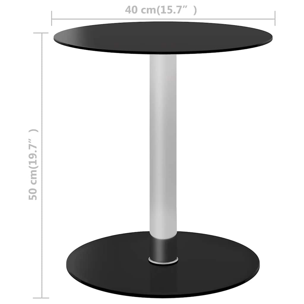 fekete edzett üveg dohányzóasztal 40 cm