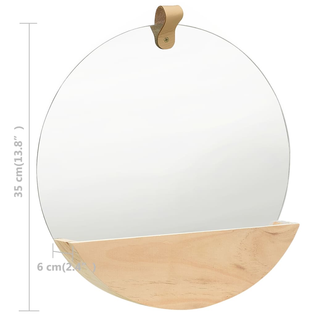 tömör fenyőfa fali tükör 35 cm