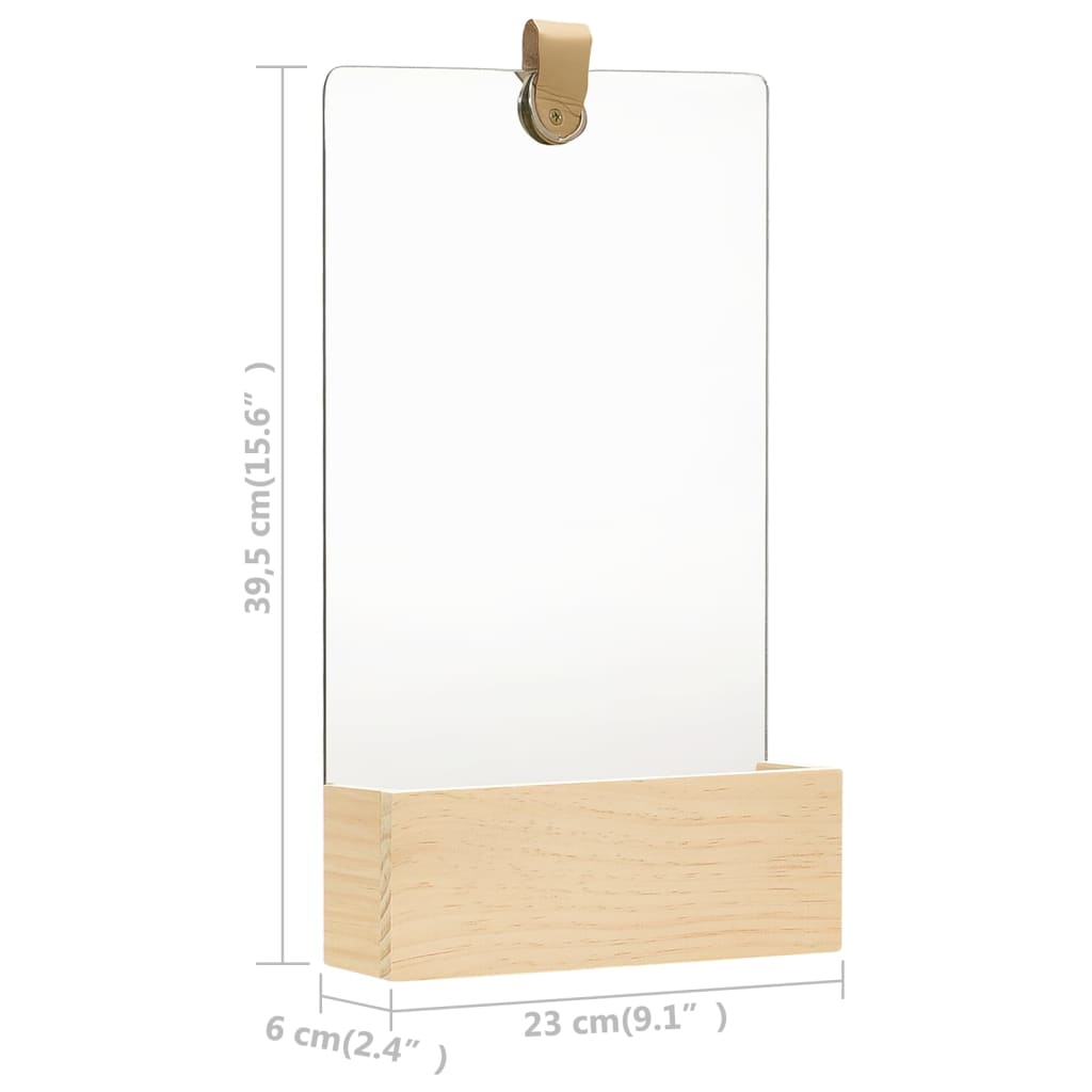tömör fenyőfa fali tükör 23 x 39,5 cm