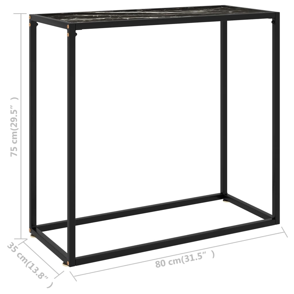 fekete edzett üveg tálalóasztal 80 x 35 x 75 cm