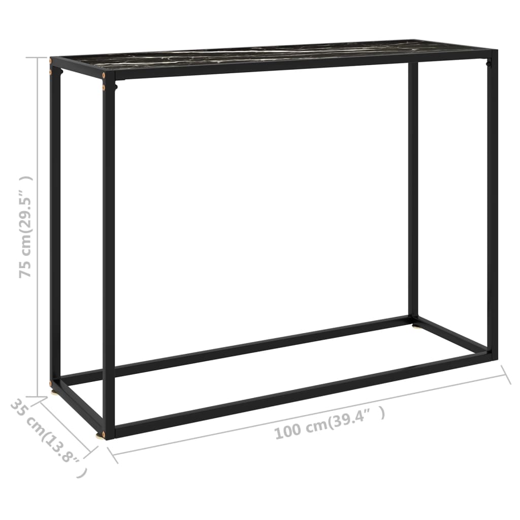 fekete edzett üveg tálalóasztal 100 x 35 x 75 cm