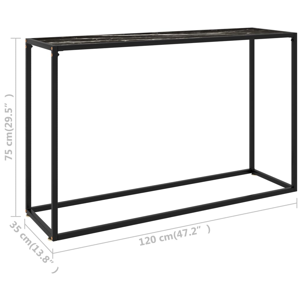 fekete edzett üveg tálalóasztal 120 x 35 x 75 cm