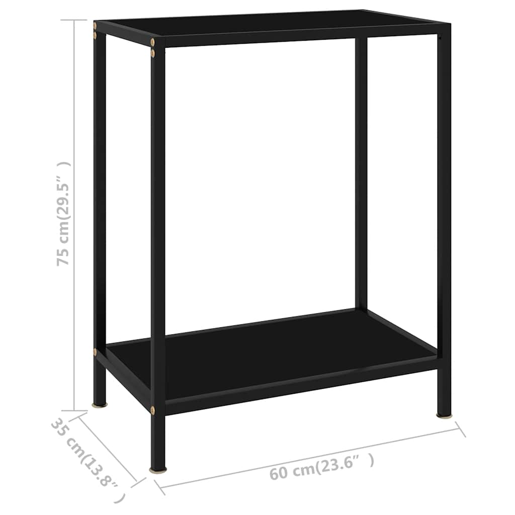 fekete edzett üveg tálalóasztal 60 x 35 x 75 cm