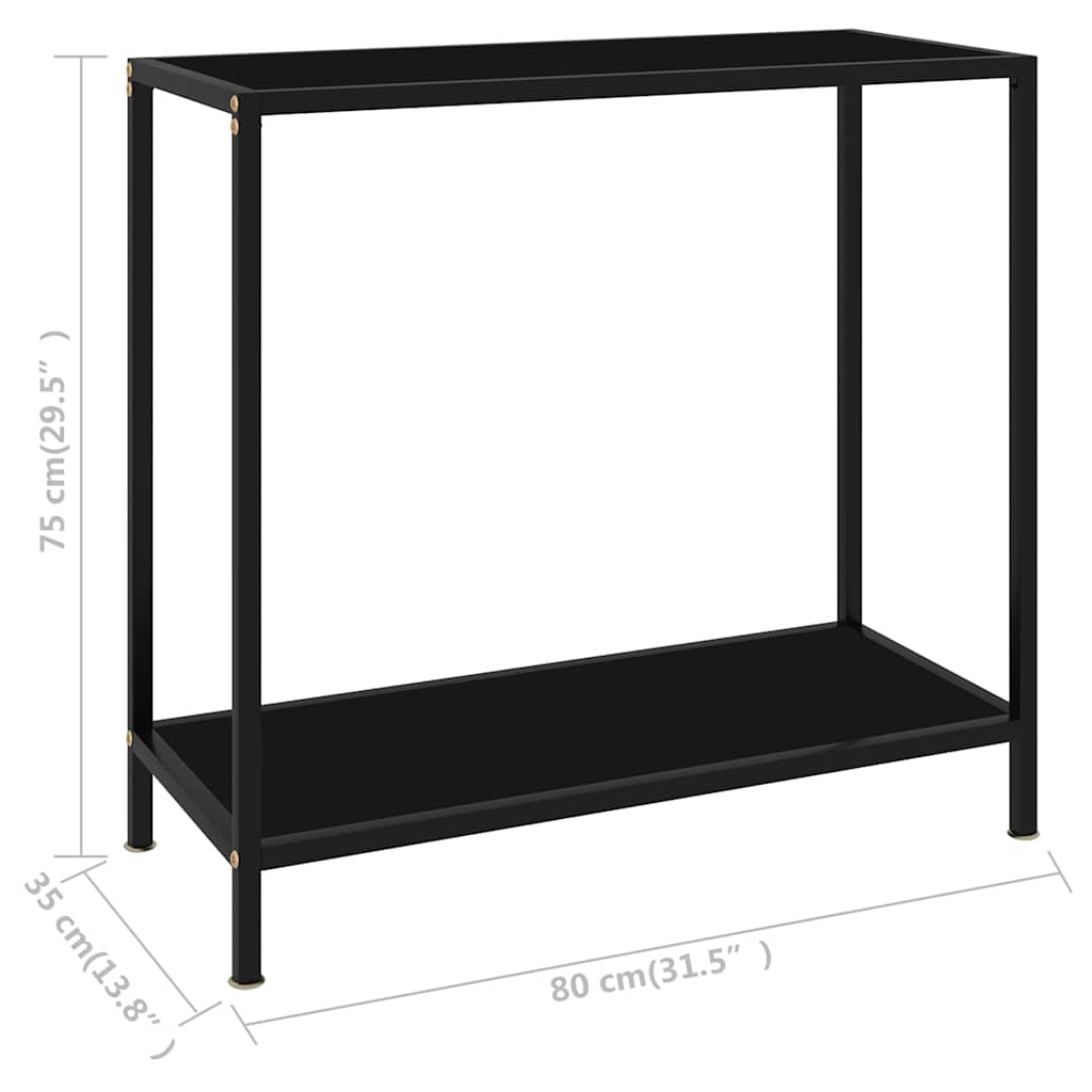 fekete edzett üveg tálalóasztal 80 x 35 x 75 cm