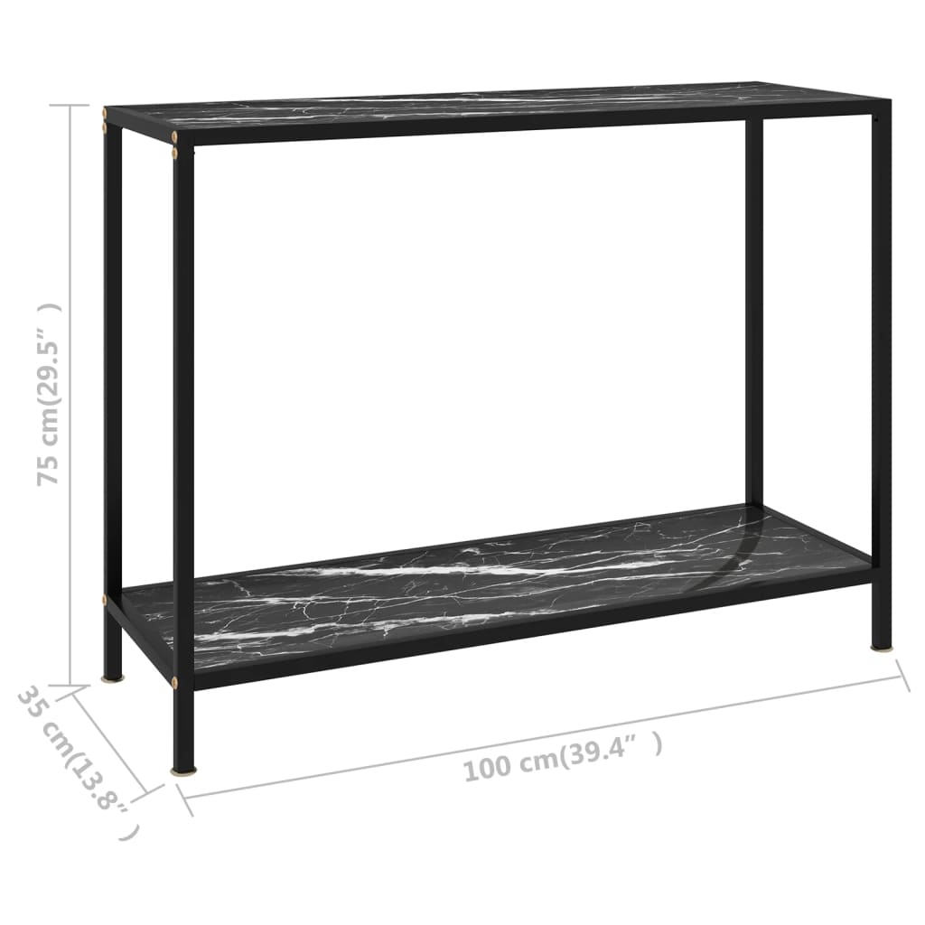 fekete edzett üveg tálalóasztal 100 x 35 x 75 cm
