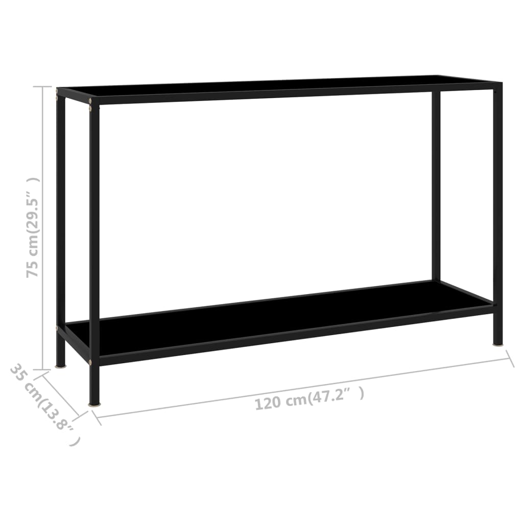 fekete edzett üveg tálalóasztal 120 x 35 x 75 cm