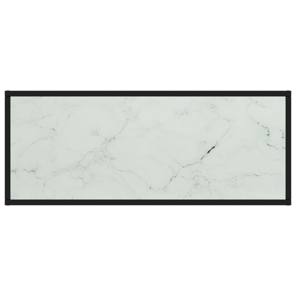 fekete TV-szekrény fehér márvány mintás üveggel 100x40x40 cm