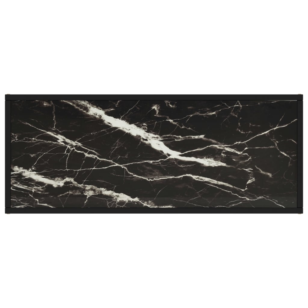 fekete TV-szekrény fekete márvány mintás üveggel 100x40x40 cm