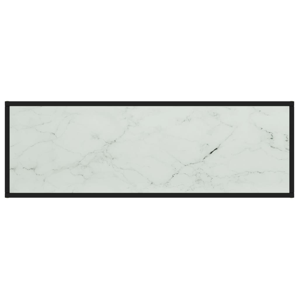 fekete TV-szekrény fehér márvány mintás üveggel 120x40x40 cm