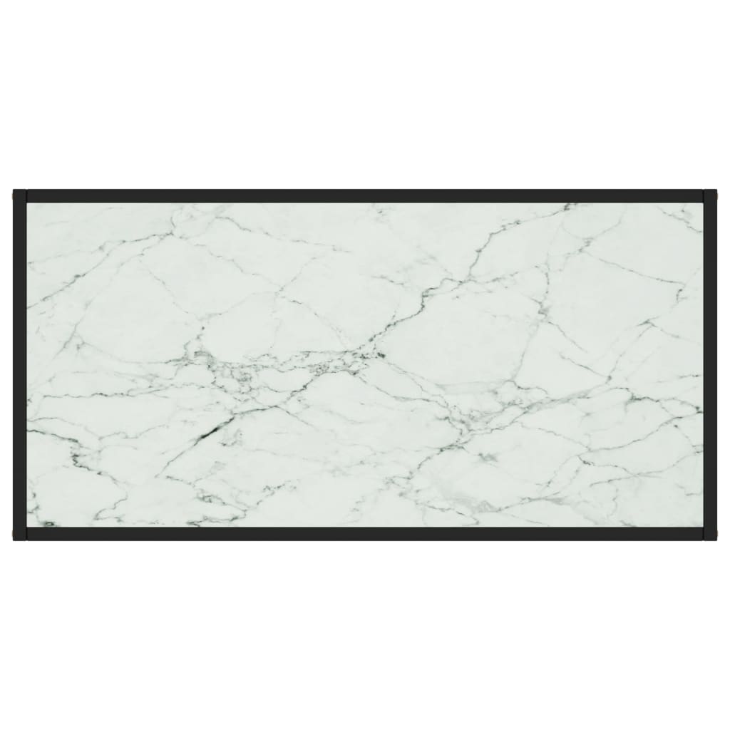 fekete dohányzóasztal fehér márvány mintás üveggel 100x50x35 cm