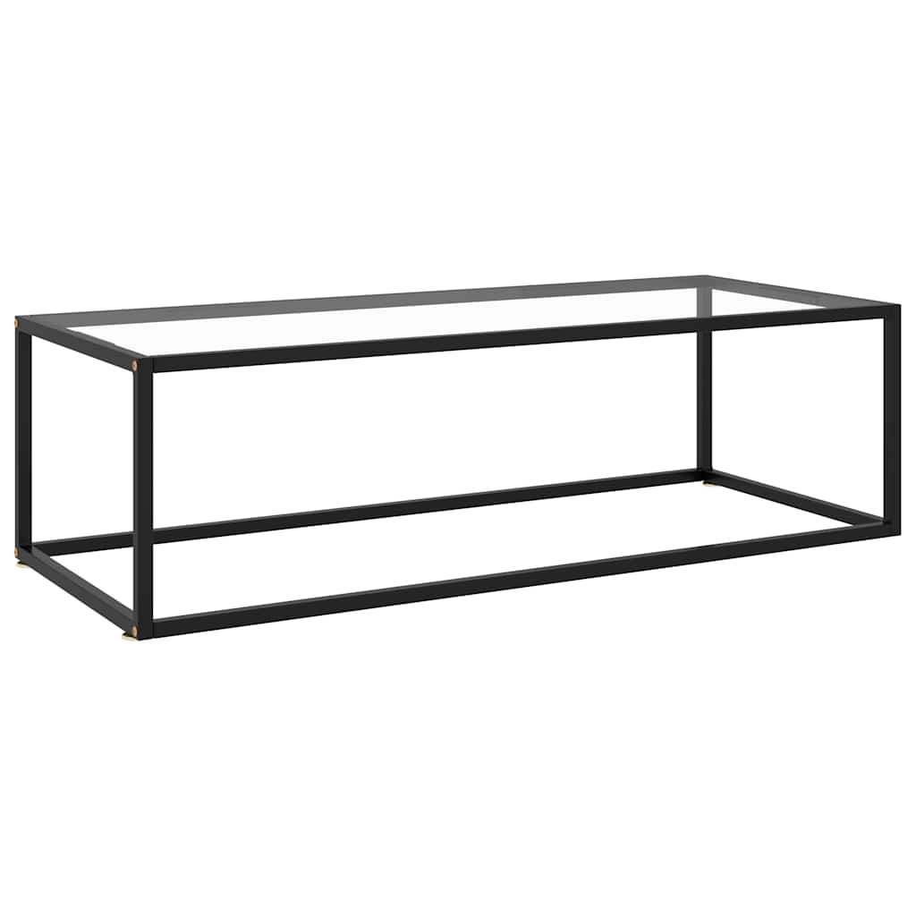 fekete dohányzóasztal edzett üveggel 120 x 60 x 35 cm