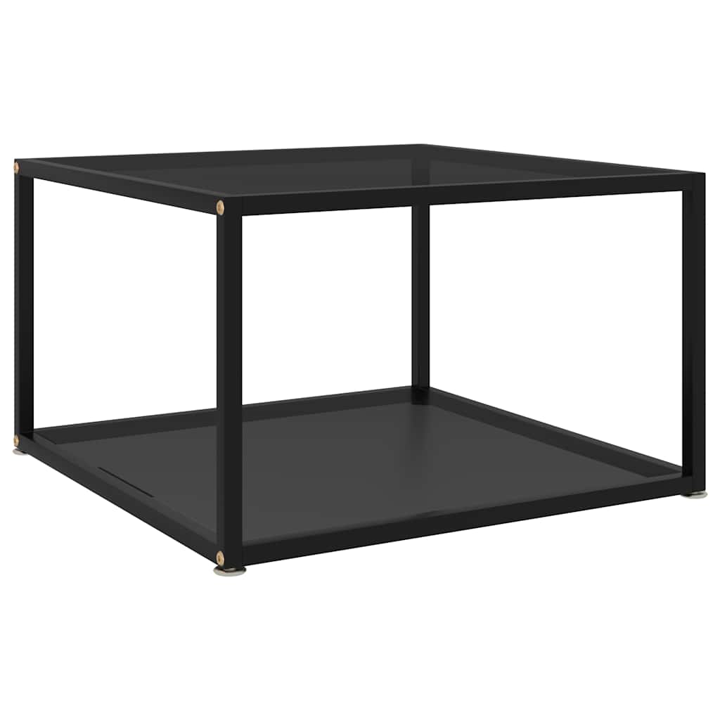 fekete edzett üveg dohányzóasztal 60 x 60 x 35 cm