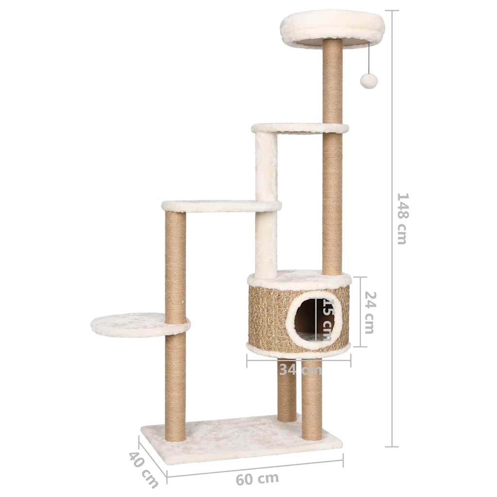 tengerifű macskabútor luxuspárnával és kaparófával 148 cm