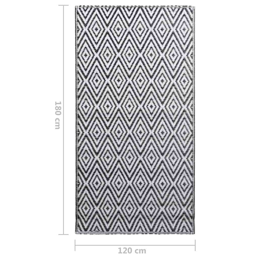 fekete-fehér ARAKIL PP kültéri szőnyeg 120 x 180 cm