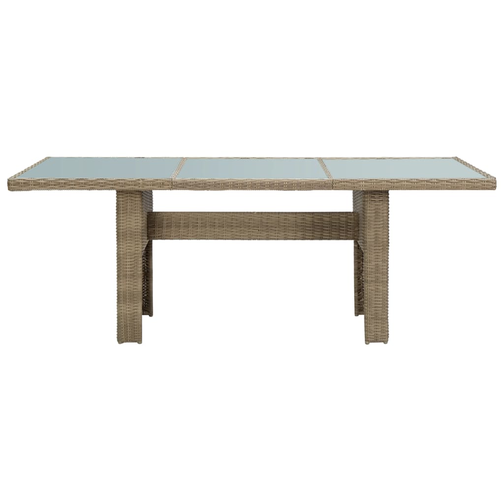 barna üveg és polyrattan kerti étkezőasztal 200 x 100 x 74 cm