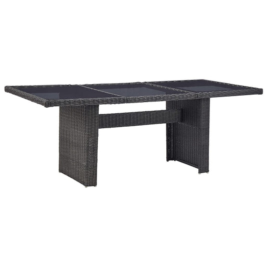 barna üveg és polyrattan kerti étkezőasztal 200 x 100 x 74 cm