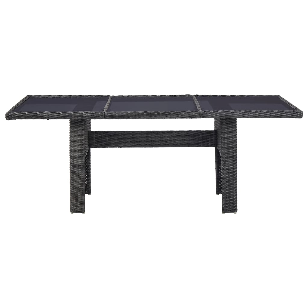 barna üveg és polyrattan kerti étkezőasztal 200 x 100 x 74 cm