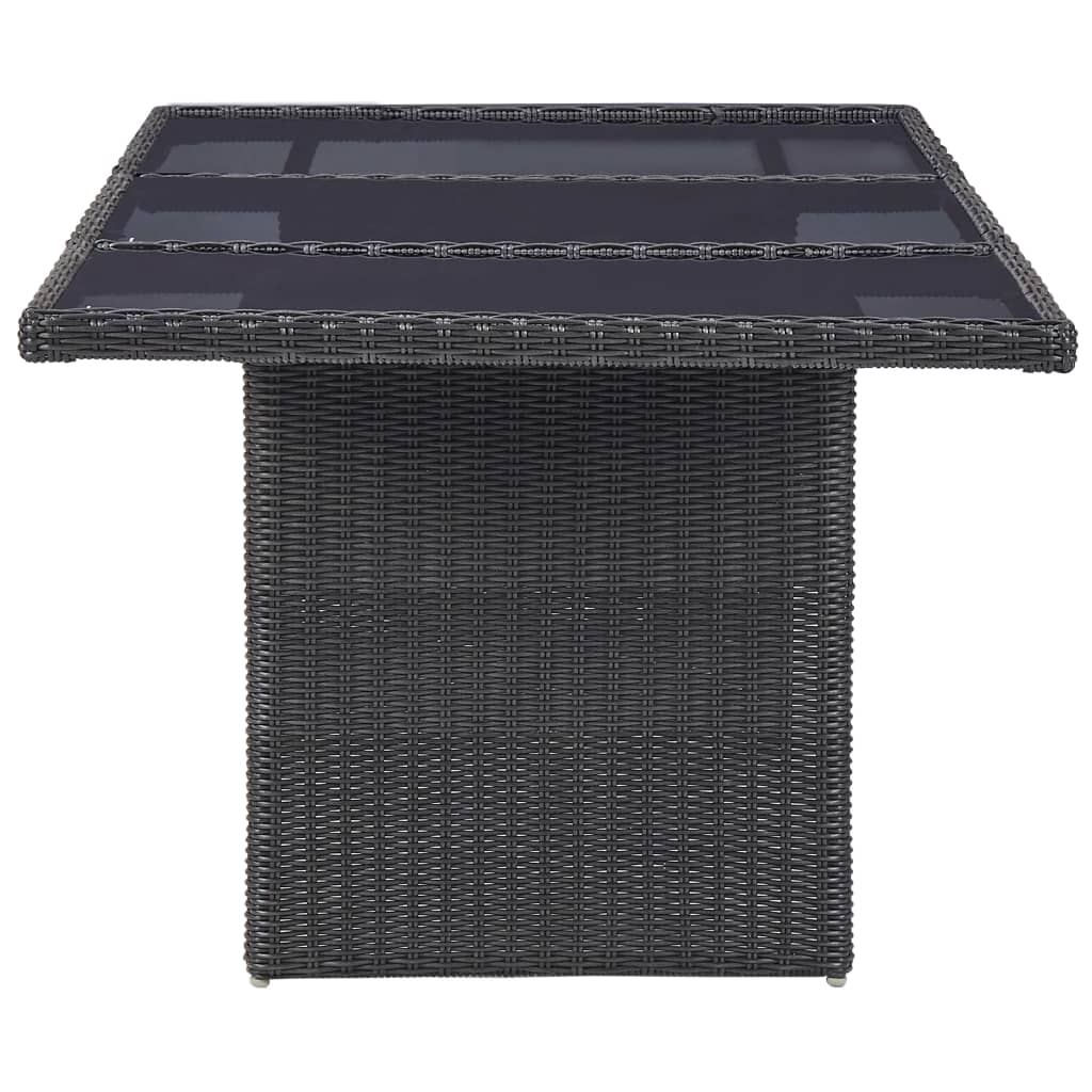 barna üveg és polyrattan kerti étkezőasztal 200 x 100 x 74 cm