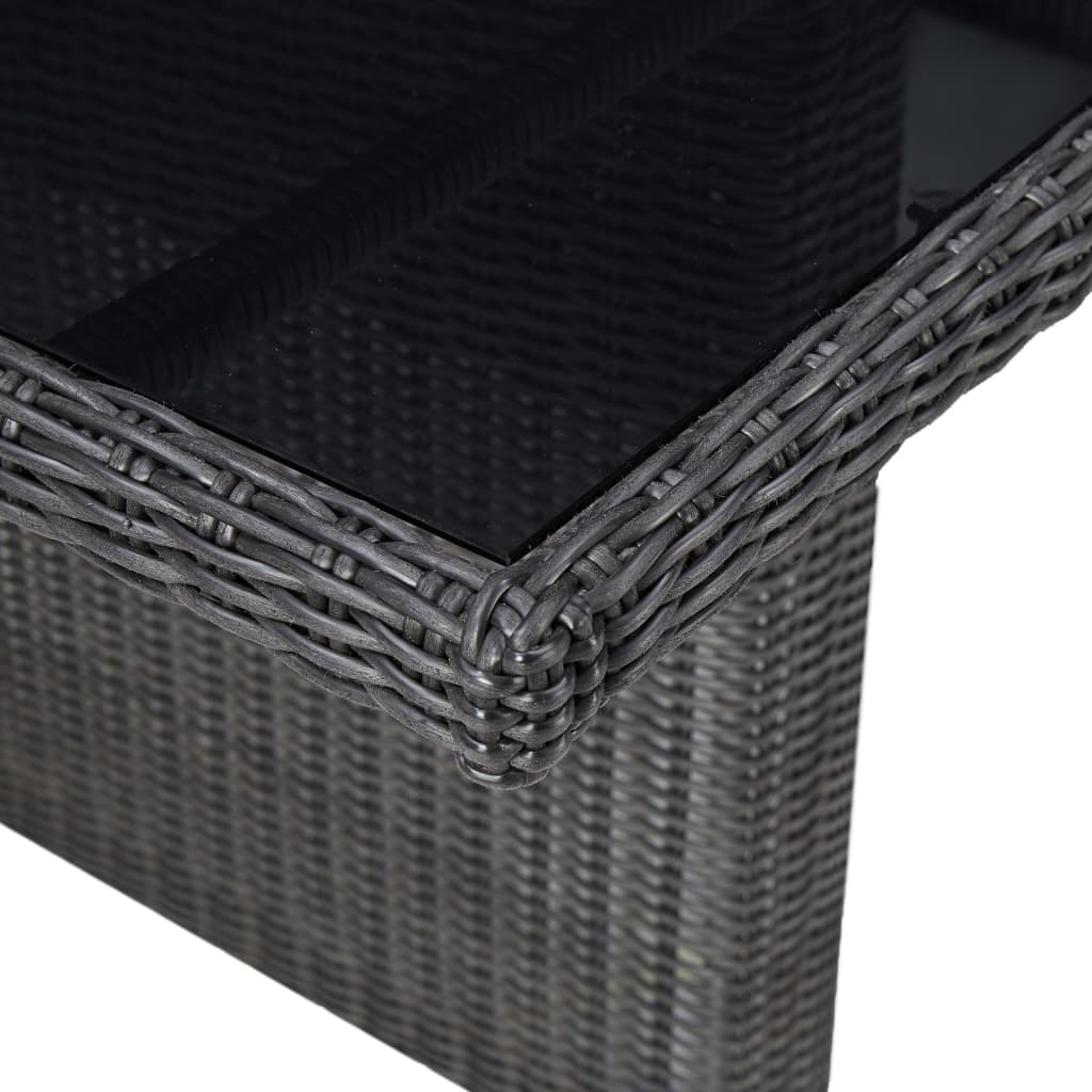 barna üveg és polyrattan kerti étkezőasztal 200 x 100 x 74 cm