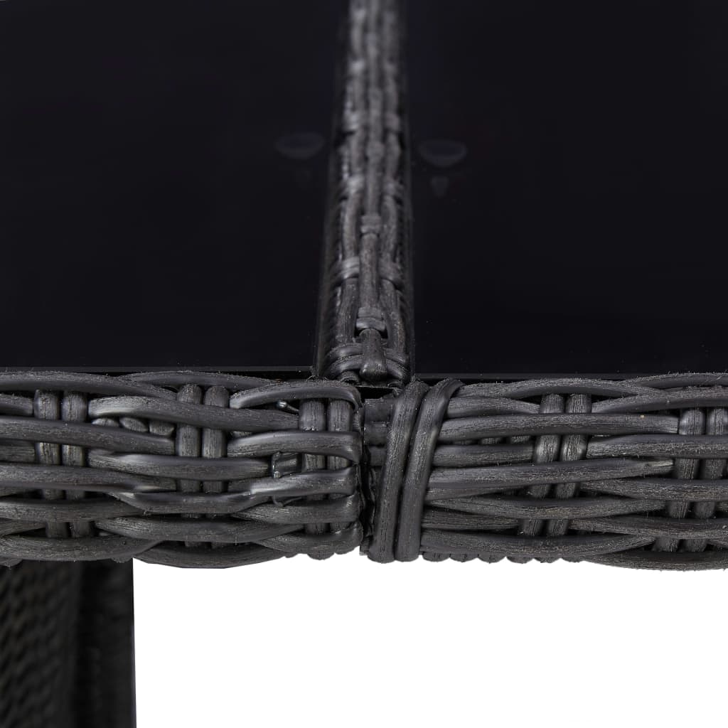 barna üveg és polyrattan kerti étkezőasztal 200 x 100 x 74 cm