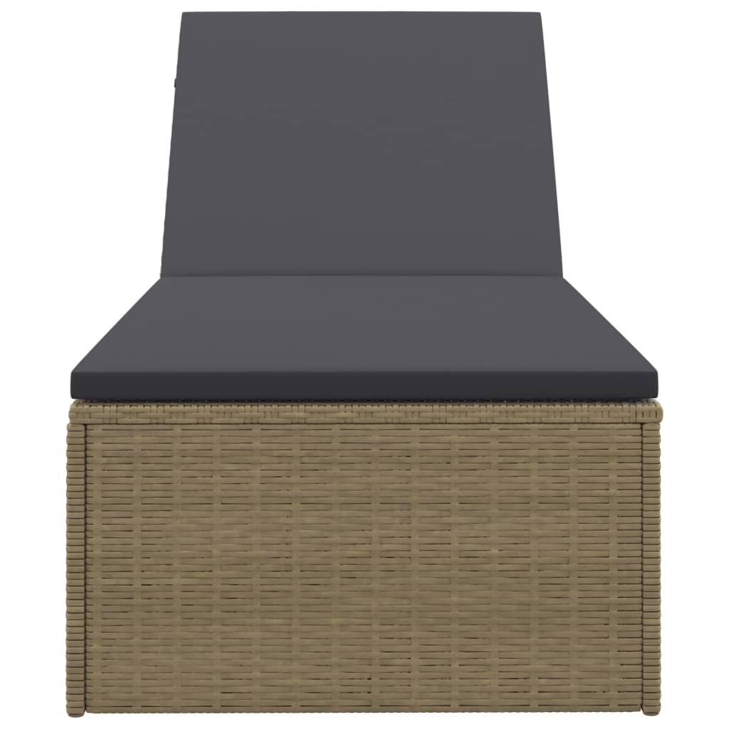 barna és sötétszürke polyrattan napozóágy