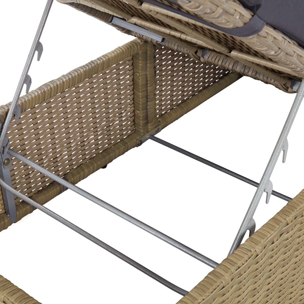 barna és sötétszürke polyrattan napozóágy
