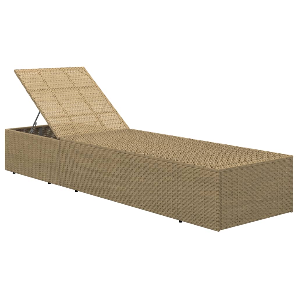barna és krémfehér polyrattan napozóágy
