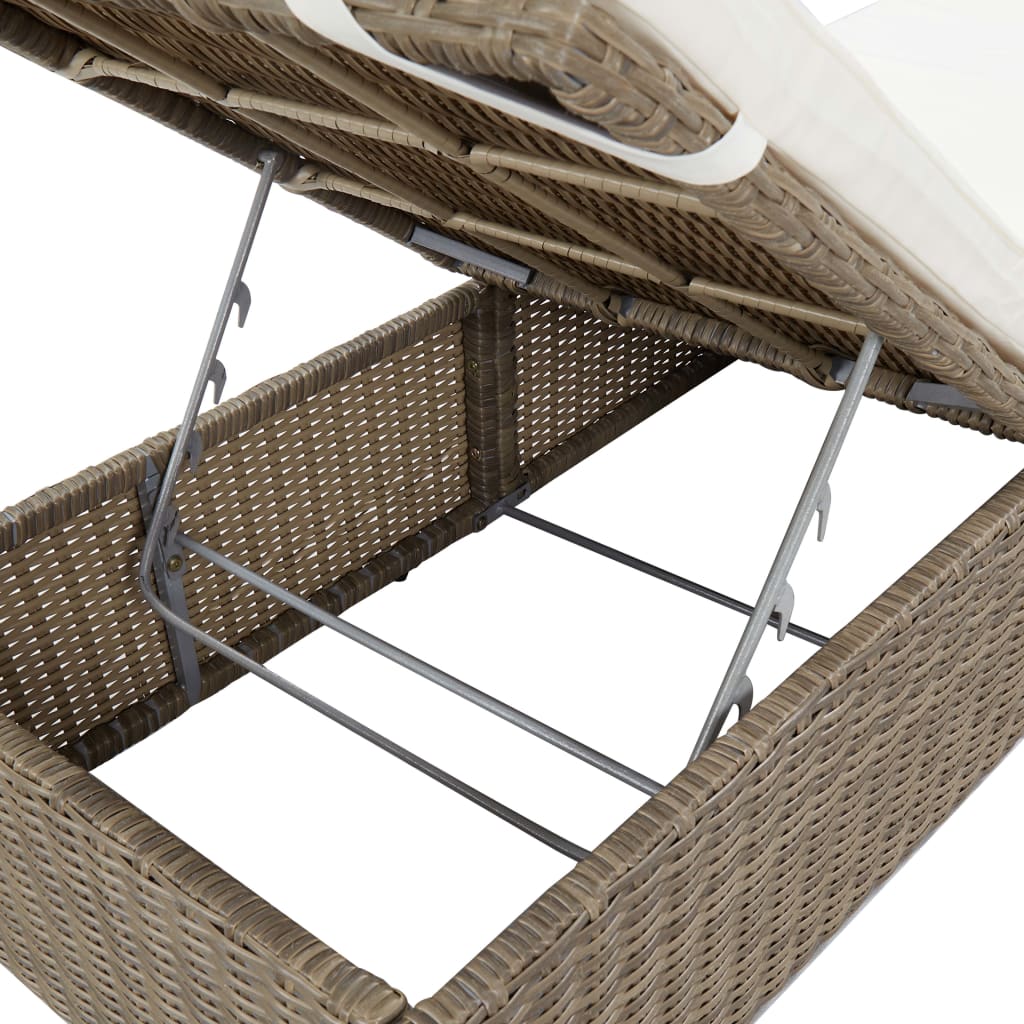 barna és krémfehér polyrattan napozóágy