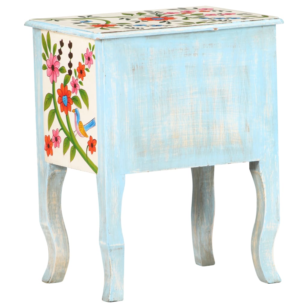 kézzel festett tömör mangófa éjjeliszekrény 40 x 30 x 50 cm