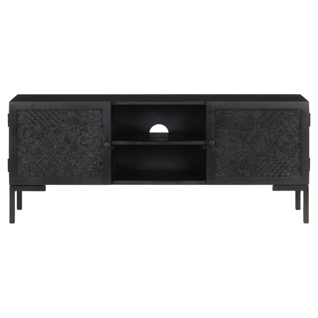 fekete tömör mangófa TV-szekrény 115 x 30 x 46 cm